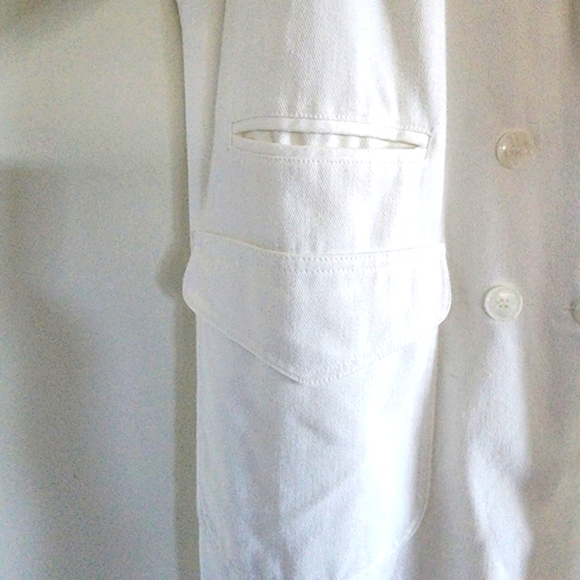Andy Johns White Denim Full Length Trench Style Coat Size Large - Picture 6 of 9